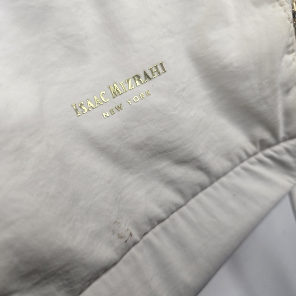 Isaac Mizrahi Ivory Canvas Drawstring Bucket Style Handbag, Crossbody Purse - Picture 3 of 6